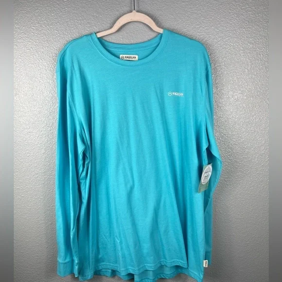 NWT Magellan WOMENS XL long Sleeve Boyfriend Fit Outdoors Top Shirt Blue Pull On - Picture 2 of 8